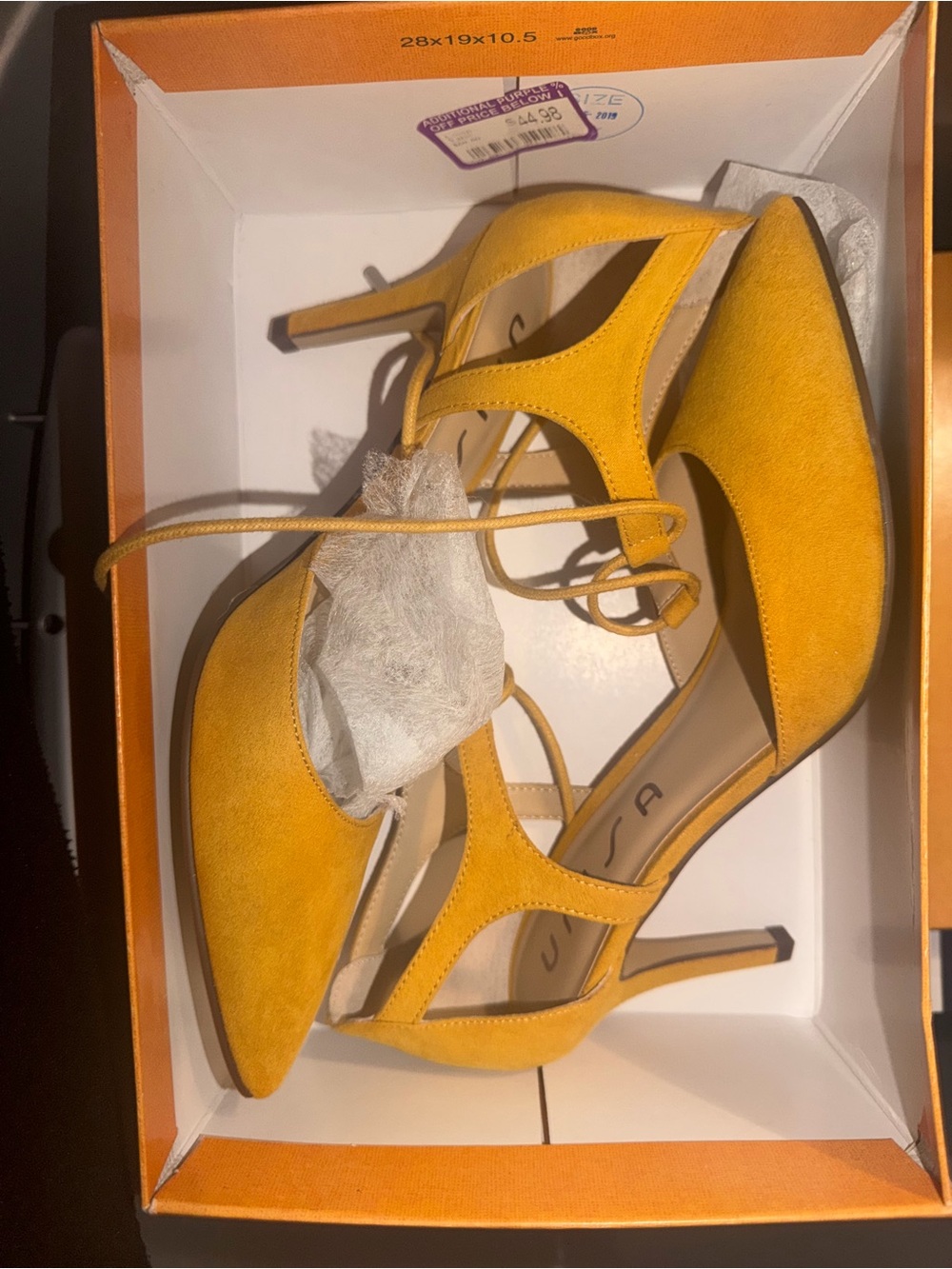 Unisa Women’s Yellow Lace-Up Pointed-Toe Heels